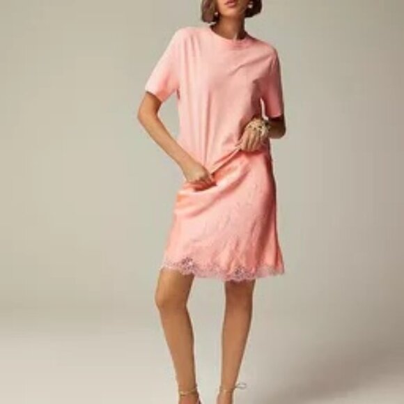 NWT J Crew | Gwen Lace-Trim Slip Skirt | Pink Textured Satin | Medium - Picture 6 of 6